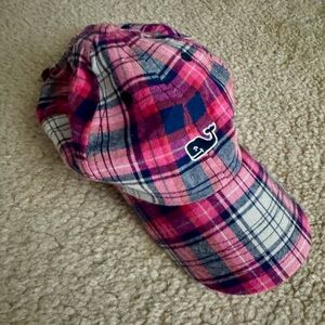 Vinyard Vines Pink Plaid Baseball Cap